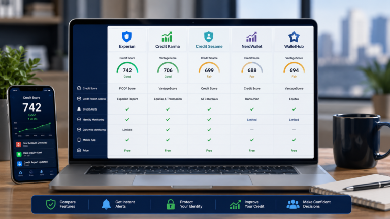 Best Free Credit Monitoring Services in USA comparison dashboard