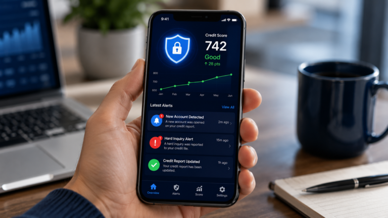Credit monitoring alerts on smartphone