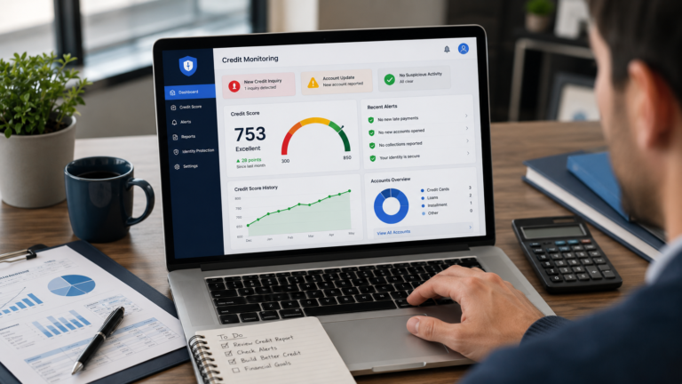 Credit monitoring dashboard with real-time alerts