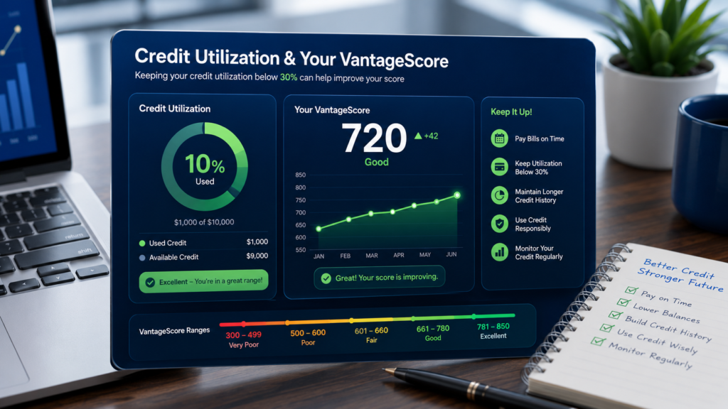 Credit utilization ratio improving VantageScore
