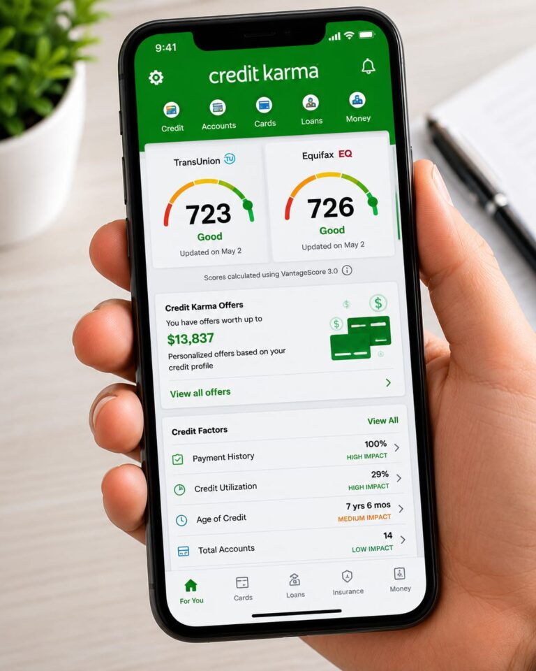 Experian credit report app dashboard