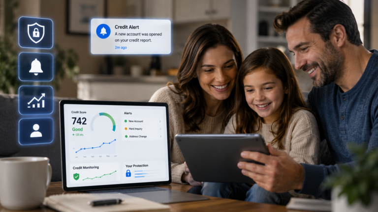 Family using Best Free Credit Monitoring Services in USA