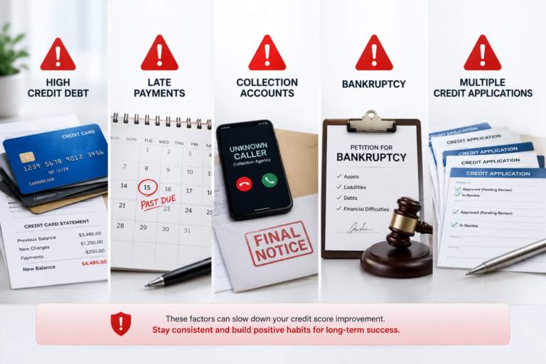 Common factors that delay credit score improvement