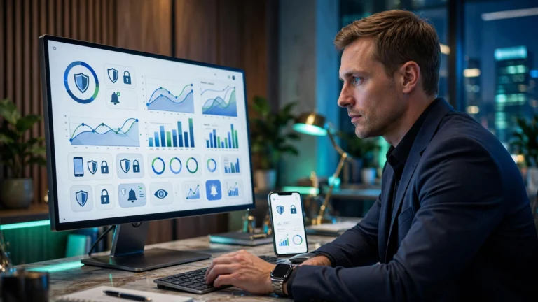 Modern financial dashboard displaying essential FICO Score app features.