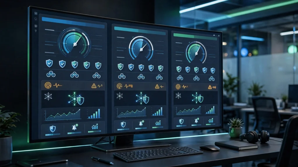 Comparison of the best credit monitoring services in USA showing credit score tracking, fraud alerts, identity theft protection, and three-bureau monitoring.