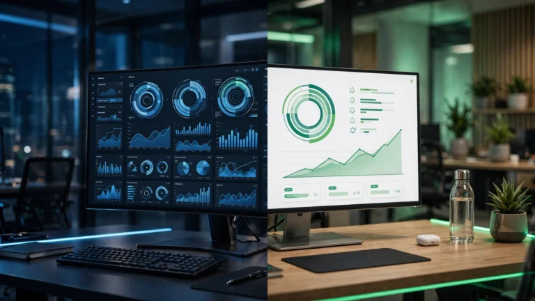 Comparison of premium and free credit monitoring dashboards.
